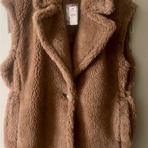 Express Brown Faux Fur Vest Jacket